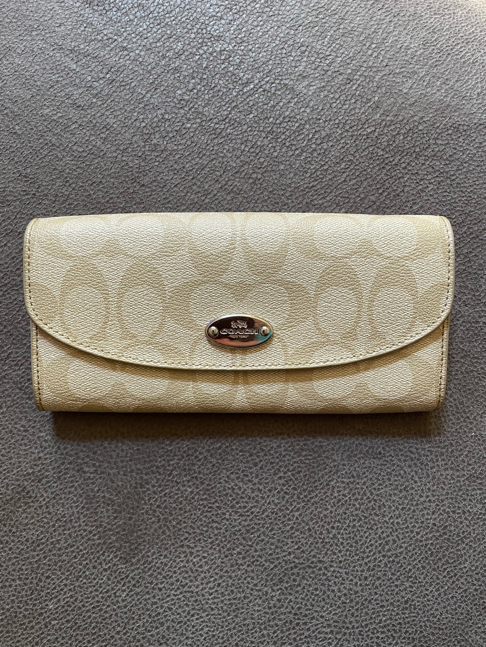 Coach Beige Signature Continental Wallet